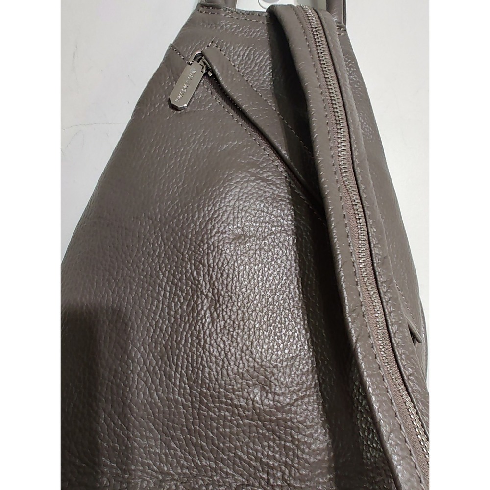 Valentina Made in Italy Sling Pebbled Leather Backpack Bag In Taupe NWT - Picture 9 of 11